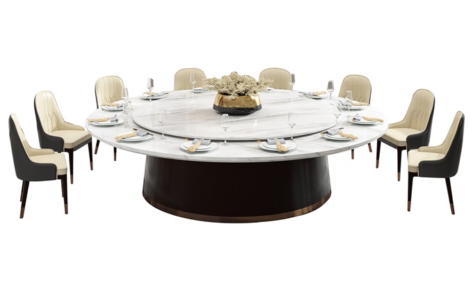 大理石二十人台电动火锅餐桌