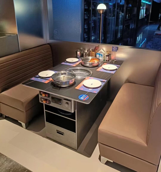 岩板无烟烤肉火锅烤涮一体餐桌