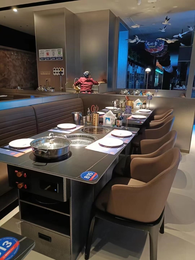 岩板无烟烤肉火锅烤涮一体餐桌