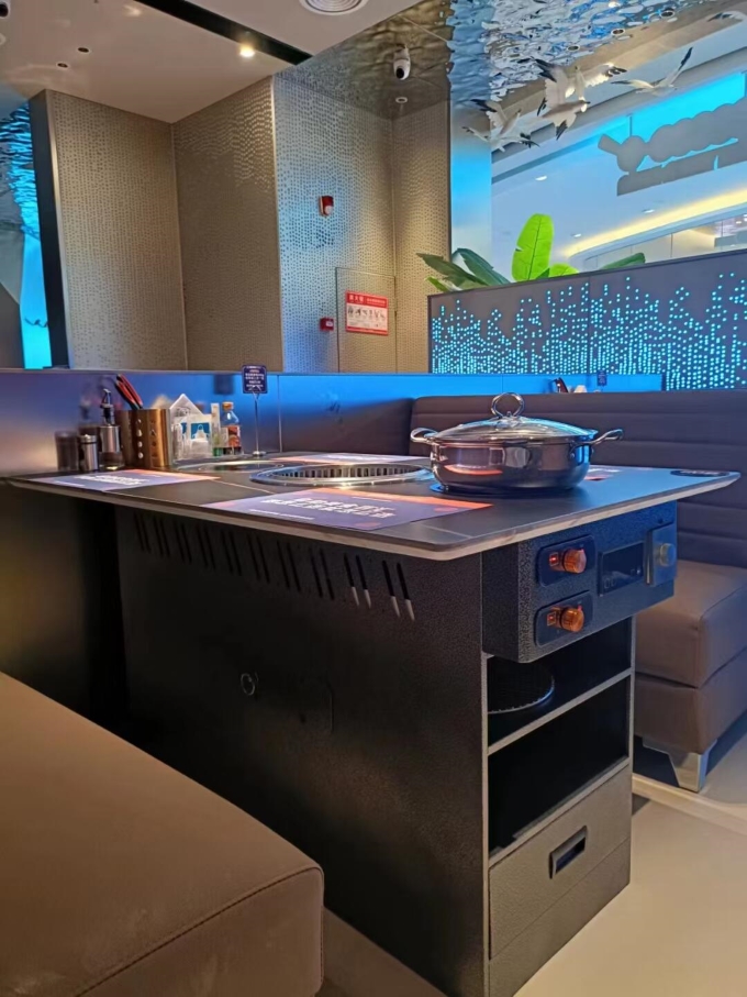 岩板无烟烤肉火锅烤涮一体餐桌