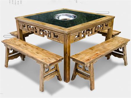 仿古实木火锅桌