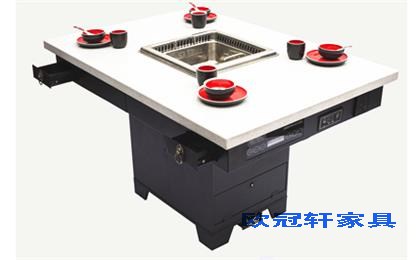 大理石自助火锅烧烤一体桌