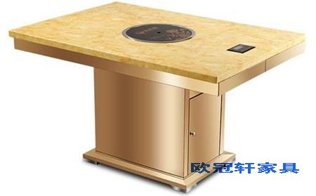 大理石自助火锅烧烤一体桌