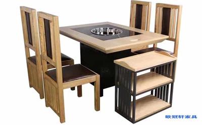 清远订做大理石电磁炉火锅桌厂商--欧冠轩家具