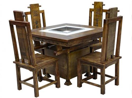 2017最新中式仿古雕花实木火锅桌报价