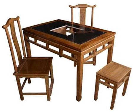 老榆木实木火锅桌