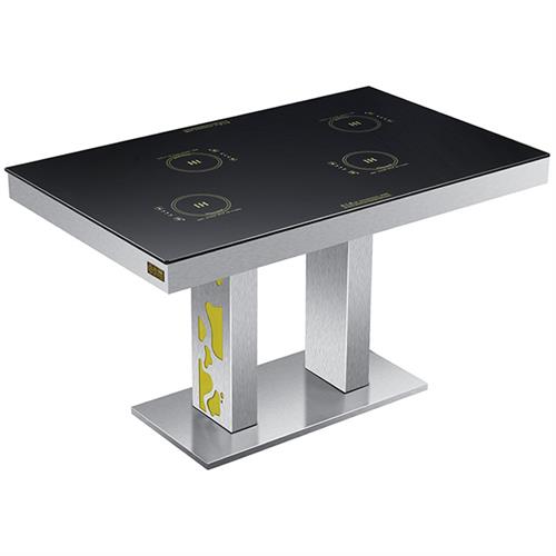 不锈钢火锅餐桌_钢化玻璃一人一锅电磁炉火锅桌