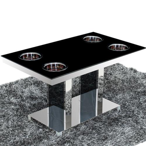 钢化玻璃不锈钢隐藏式单锅小火锅桌
