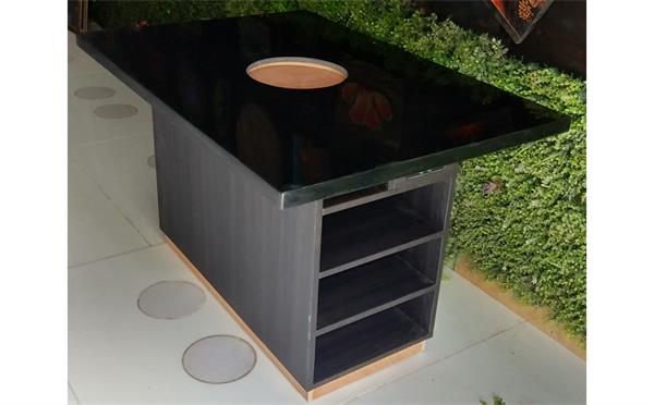 时尚电磁炉火锅餐桌_高档大理石4人火锅桌