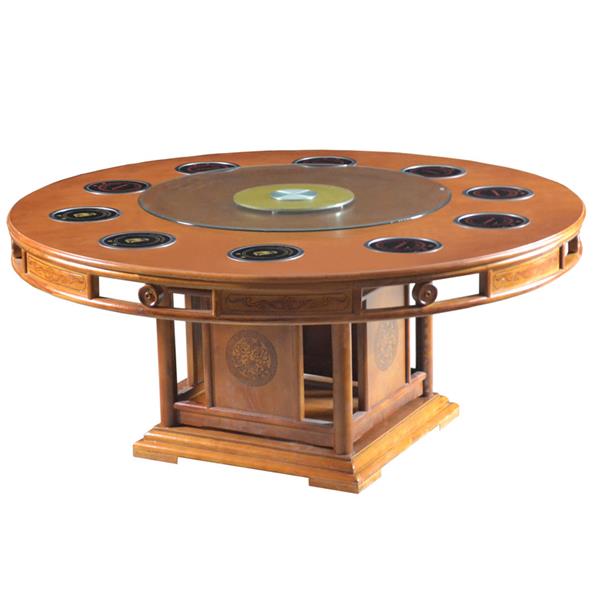 中式简约实木电磁炉火锅餐桌