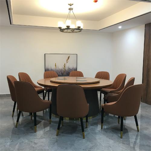 酒店豪华大圆桌火锅电磁炉餐桌_轻奢新中式电动餐桌