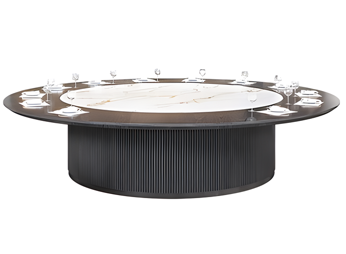 16人位电动大圆桌带电磁炉火锅转盘圆桌