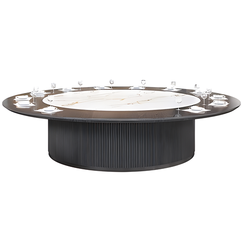 16人位电动大圆桌带电磁炉火锅转盘圆桌