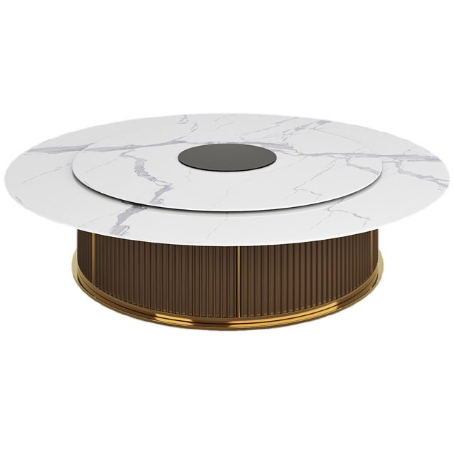 时尚轻奢大理石电动餐桌大圆桌