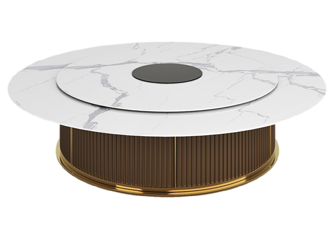 时尚轻奢大理石电动餐桌大圆桌