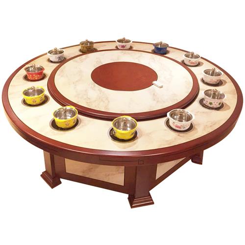 酒店高档宴会厅大理石一人一锅电动火锅餐桌