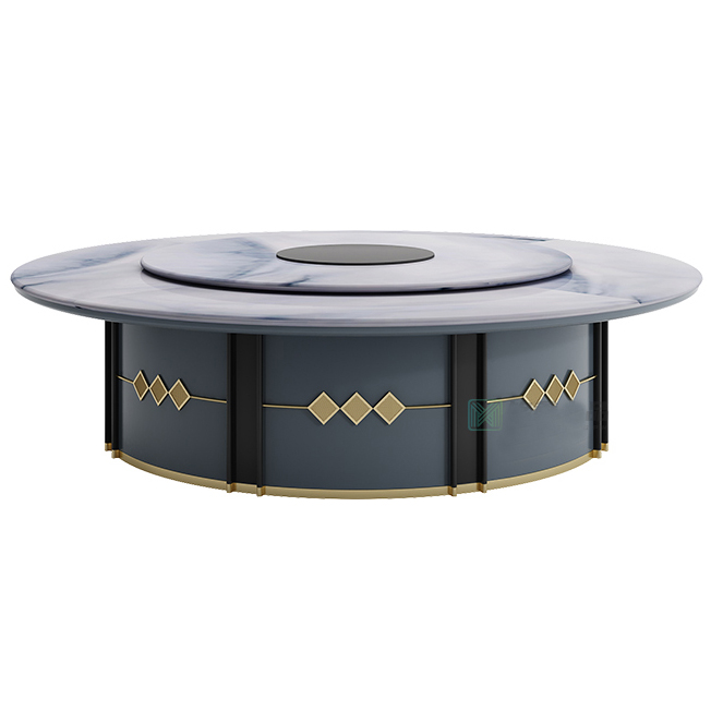 16人位圆形大理石电磁炉火锅桌电动餐桌 