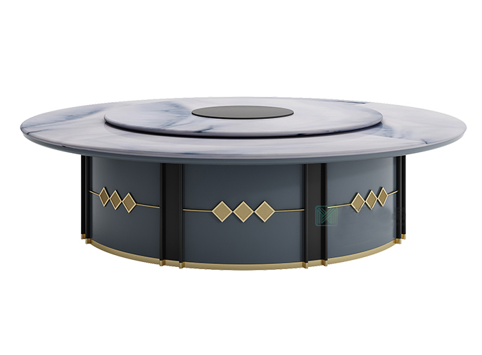 16人位圆形大理石电磁炉火锅桌电动餐桌 