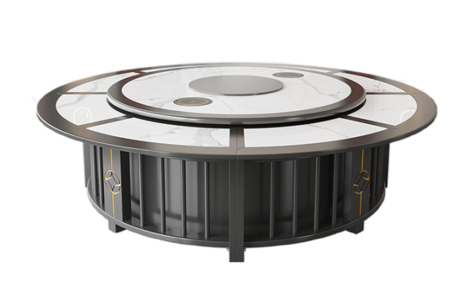 16人位新中式高端大理石电动火锅桌