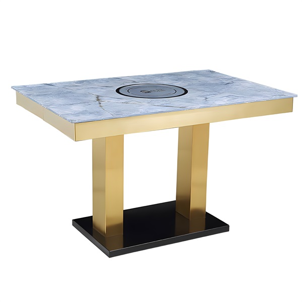 时尚简约大理石台面嵌入式电磁炉火锅桌