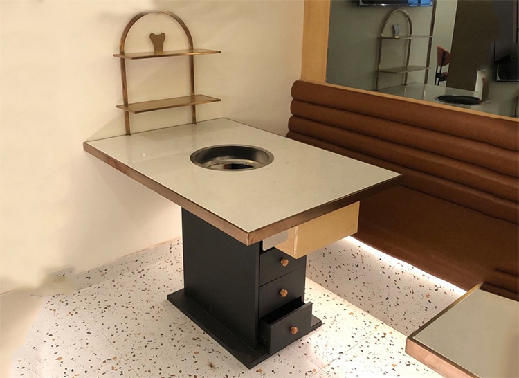 自助火锅店大理石轻奢火锅餐桌