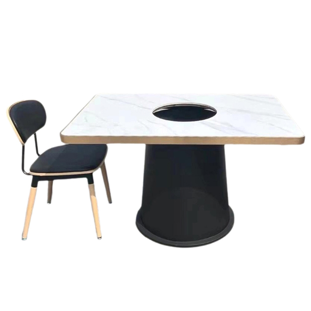 椰子鸡火锅不锈钢封边大理石电磁炉火锅桌