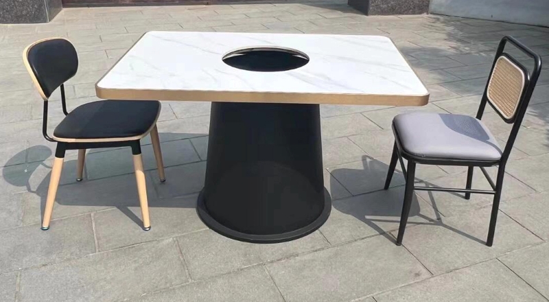 椰子鸡火锅不锈钢封边大理石电磁炉火锅桌