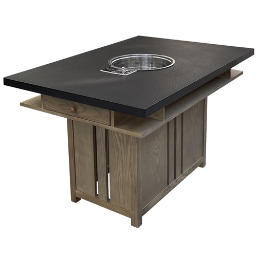 黑色大理石火烧石下沉式电磁炉火锅桌