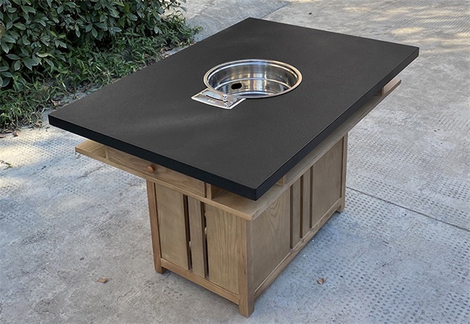 大理石火锅桌正面展示