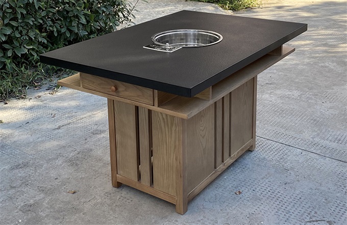 大理石火锅桌正面展示