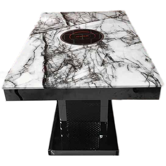 简约时尚天然大理石台面电磁炉火锅桌