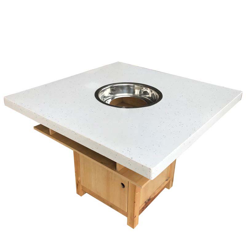 大理石白色桌面煤气灶电磁炉柜式冷锅鱼火锅桌子