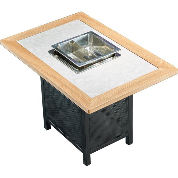 实木边框人造大理石台面火锅桌