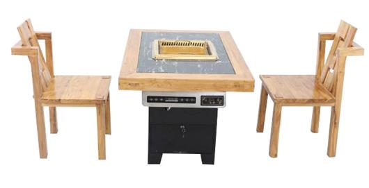 实木边框嵌入大理石式简易火锅桌椅组合