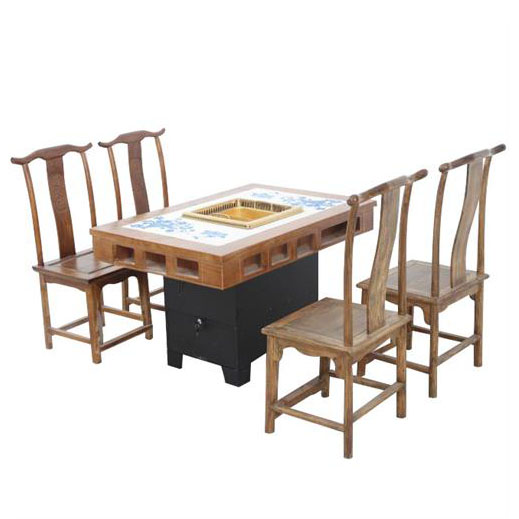 中国风印花大理石火锅桌