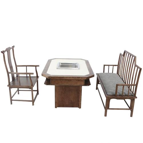 大理石火锅桌实木箱式仿古火锅桌子