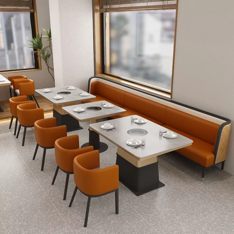 高档火锅店时尚轻奢大理石餐饮火锅桌