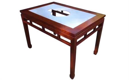 串串香火锅店大理石实木仿古火锅桌电磁炉燃气灶餐桌