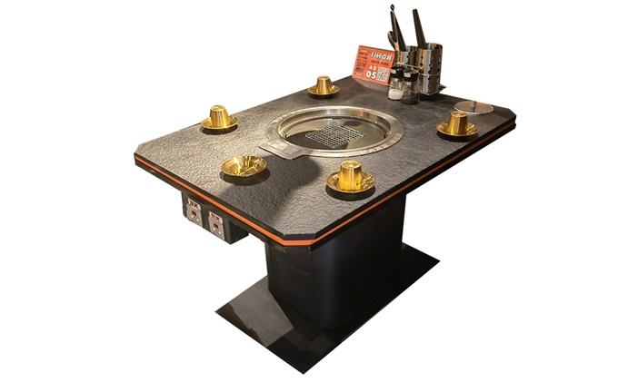 烤肉店自助火烧石烤肉桌_炭火无烟烤肉餐桌