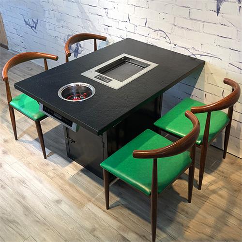 火烧石韩式烧烤桌_自助无烟涮烤一体桌