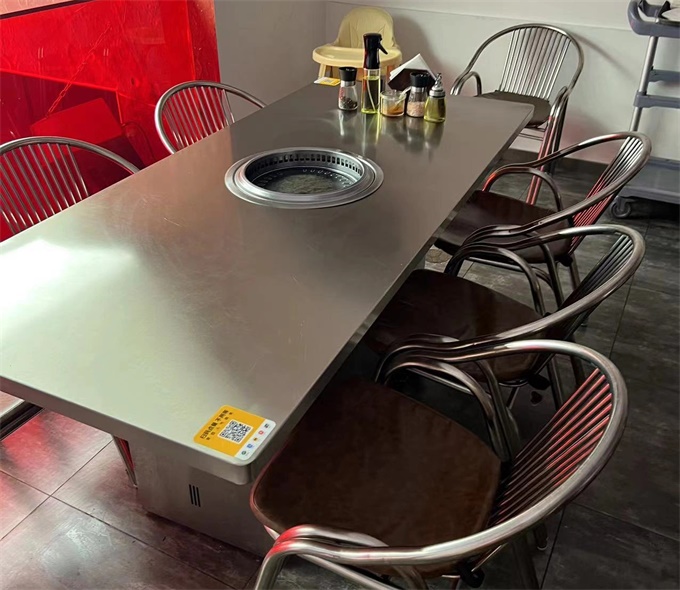 韩式烤肉店无烟炭火烤肉不锈钢烤肉桌