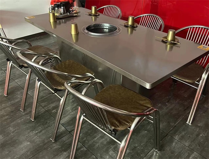 韩式烤肉店无烟炭火烤肉不锈钢烤肉桌