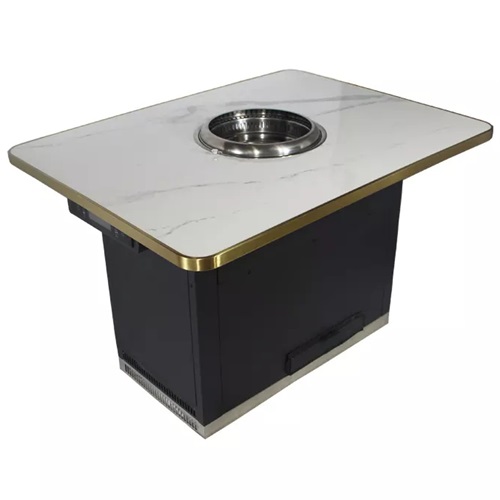 大理石韩国无烟烤肉餐桌_大理石无烟自助烧烤桌子