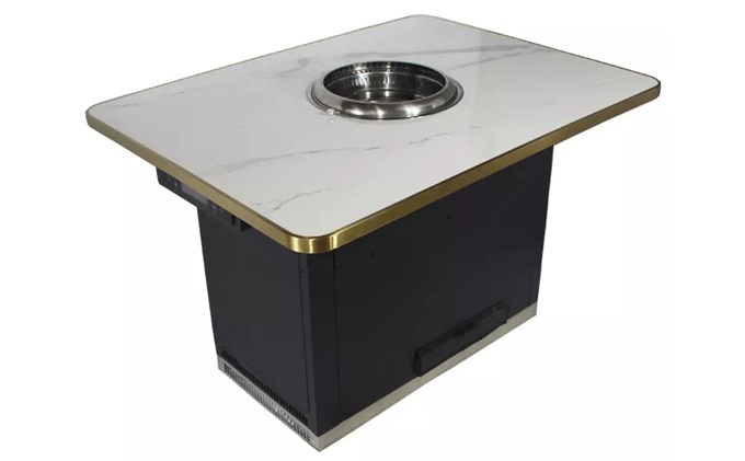 大理石韩国无烟烤肉餐桌_大理石无烟自助烧烤桌子