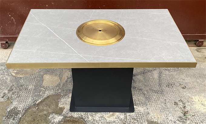 带吸烟的碳烤烤肉桌子_烤肉店炭火无烟净化烧烤桌