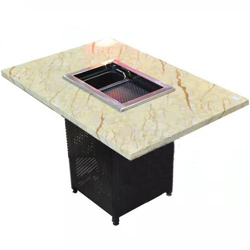 新款大理石板烧烤桌_无烟自助烧烤火锅两用餐桌