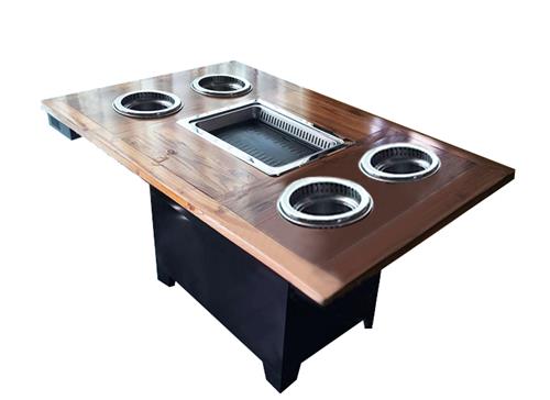2018新款实木烧烤火锅两用桌 烤涮一体桌