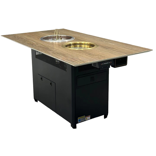 自助火锅烤肉店防火板自净化无烟烤涮一体桌