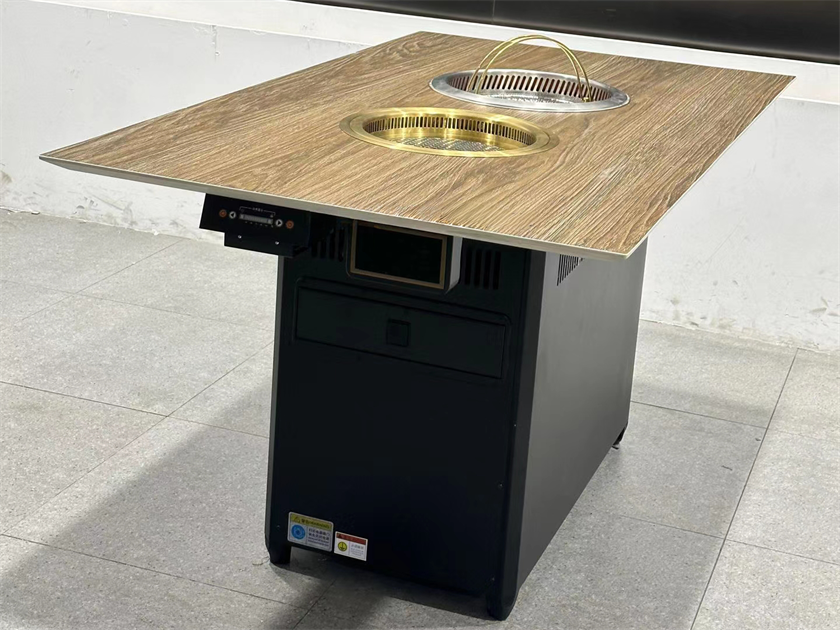 自助火锅烤肉店防火板自净化无烟烤涮一体桌