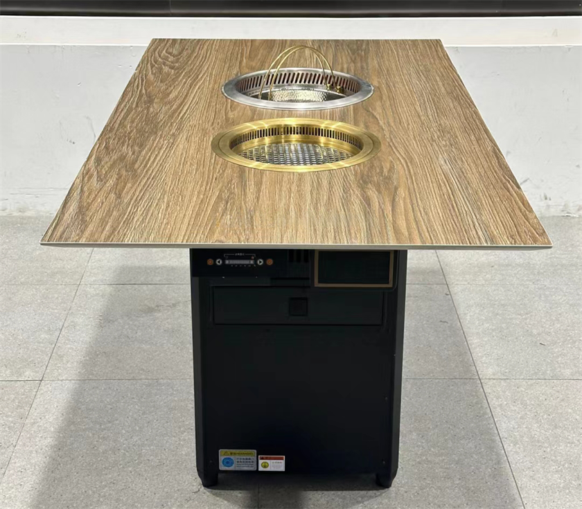 自助火锅烤肉店防火板自净化无烟烤涮一体桌